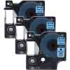 3 x Compatible Dymo D1 Label Tape 12mm Black on Blue 45016 - 7 metres