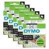 5 x Genuine Dymo D1 Label Tape 6mm Black on White 43613 - 7 metres