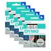 5 x Genuine Dymo D1 Label Tape 12mm Black on Clear 45010 - 7 metres