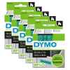 5 x Genuine Dymo D1 Label Tape 12mm Black on Green 45019 - 7 metres