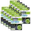 10 x Genuine Dymo D1 Label Tape 12mm White on Clear 45020 - 7 metres