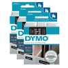 3 x Genuine Dymo D1 Label Tape 12mm White on Black 45021 - 7 metres