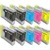 10 Pack Compatible Brother LC-37 Ink Cartridge Set (4BK,2C,2M,2Y)