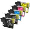 5 Pack Compatible Brother LC-38 Ink Cartridge Set (2BK,1C,1M,1Y)