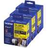 3 x Genuine Brother DK-22606 Yellow Film Tape Roll - 62mm x 15.24m - Continuous Length