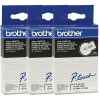 3 x Genuine Brother TC-201 12mm Black on White Laminated TC Tape 8 metres