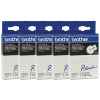 5 x Genuine Brother TC-201 12mm Black on White Laminated TC Tape 8 metres