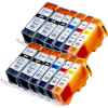 12 Pack Compatible Canon PGI-525 CLI-526 Ink Cartridge Set (4BK,2PBK,2C,2M,2Y)