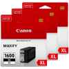 3 x Genuine Canon PGI-1600XLBK Black Ink Cartridge High Yield