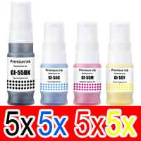 20 Pack Compatible Canon GI-55 GI55 Ink Bottle Set (5BK,5C,5M,5Y)