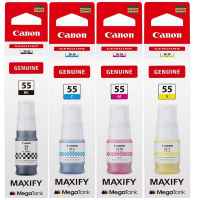 4 Pack Genuine Canon GI-55 GI55 Ink Bottle Set (1BK,1C,1M,1Y)