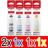 5 Pack Genuine Canon GI-55 GI55 Ink Bottle Set (2BK,1C,1M,1Y)