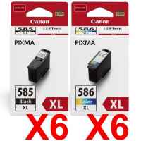 12 Pack Genuine Canon PG-585XL CL-586XL Ink Cartridge Set High Yield (6BK,6C)