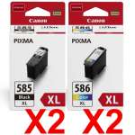 4 Pack Genuine Canon PG-585XL CL-586XL Ink Cartridge Set High Yield (2BK,2C)