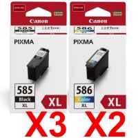 5 Pack Genuine Canon PG-585XL CL-586XL Ink Cartridge Set High Yield (3BK,2C)