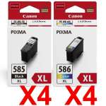 8 Pack Genuine Canon PG-585XL CL-586XL Ink Cartridge Set High Yield (4BK,4C)