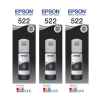 3 x Genuine Epson T522 Black Ink Bottle