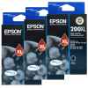 3 x Genuine Epson 200XL Black Ink Cartridge High Yield