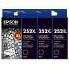 3 x Genuine Epson 252XL Black Ink Cartridge High Yield