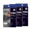 3 x Genuine Epson 220XL Black Ink Cartridge High Yield