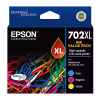 1 x Genuine Epson 702XL 3 Colour CMY Ink Cartridge Value Pack High Yield