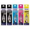 5 Pack Genuine Epson T664 Ink Bottle Set (2BK,1C,1M,1Y)