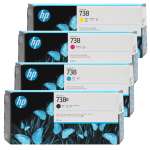 4 Pack Genuine HP 738B 738 Ink Cartridge Set (1BK,1C,1M,1Y) 498P6A 676M6A 676M7A 676M8A