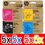 20 Pack Genuine HP 924e EvoMore Ink Cartridge Set (5BK,5C,5M,5Y) 4K0V0NA 4K0V7NA 4K0V8NA 4K0V9NA