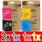 5 Pack Genuine HP 924e EvoMore Ink Cartridge Set (2BK,1C,1M,1Y) 4K0V0NA 4K0V7NA 4K0V8NA 4K0V9NA