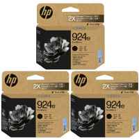 3 x Genuine HP 924e EvoMore Black Ink Cartridge 4K0V0NA