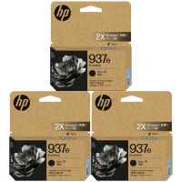 3 x Genuine HP 937e EvoMore Black Ink Cartridge 4S6W9NA