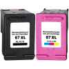 2 Pack Compatible HP 67XL Black & Colour Ink Cartridge Set 3YM57AA 3YM58AA