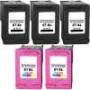 5 Pack Compatible HP 67XL Black & Colour Ink Cartridge Set (3BK,2C) 3YM57AA 3YM58AA