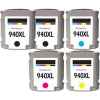 5 Pack Compatible HP 940XL Ink Cartridge Set (2BK,1C,1M,1Y) C4906AA C4907AA C4908AA C4909AA