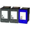 3 Pack Compatible HP 56 & 57 Black & Colour Ink Cartridge Set (2BK,1C) C6656AA C6657AA