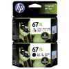 2 Pack Genuine HP 67XL Black & Colour Ink Cartridge Set (1BK,1C) 3YM57AA 3YM58AA