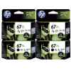 4 Pack Genuine HP 67XL Black & Colour Ink Cartridge Set (2BK,2C) 3YM57AA 3YM58AA