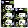 5 Pack Genuine HP 67XL Black & Colour Ink Cartridge Set (3BK,2C) 3YM57AA 3YM58AA