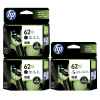 3 Pack Genuine HP 62XL Black & Colour Ink Cartridge Set (2BK,1C) C2P05AA C2P07AA