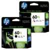 2 Pack Genuine HP 60XL Black & Colour Ink Cartridge Set (1BK,1C) CC641WA CC644WA