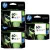 3 Pack Genuine HP 60XL Black & Colour Ink Cartridge Set (2BK,1C) CC641WA CC644WA