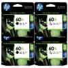 4 Pack Genuine HP 60XL Black & Colour Ink Cartridge Set (2BK,2C) CC641WA CC644WA