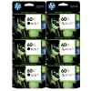 6 Pack Genuine HP 60XL Black & Colour Ink Cartridge Set (3BK,3C) CC641WA CC644WA