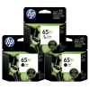 3 Pack Genuine HP 65XL Black & Colour Ink Cartridge Set (2BK,1C) N9K04AA N9K03AA