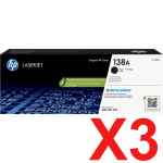 3 x Genuine HP W1380A Toner Cartridge 138A