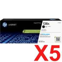 5 x Genuine HP W1380A Toner Cartridge 138A