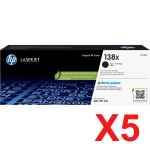 5 x Genuine HP W1380X Toner Cartridge 138X